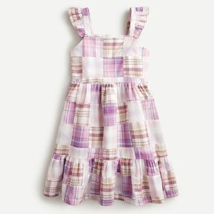 Jcrew Girls' ruffle-sleeve dress in patchwork plaid